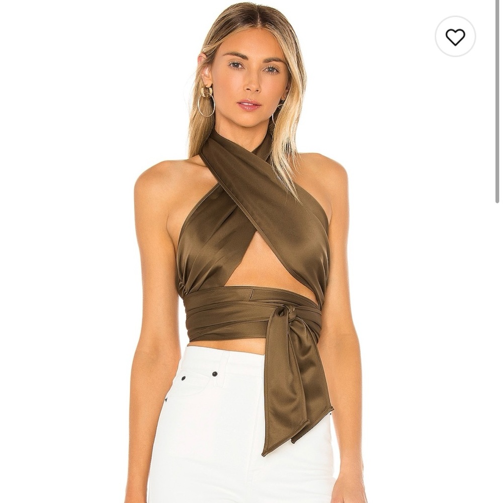 LPA Brown Halter Wrap Crop Top 532